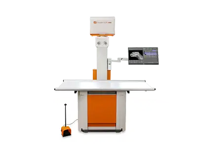 Space saving x-ray system for veterinaries